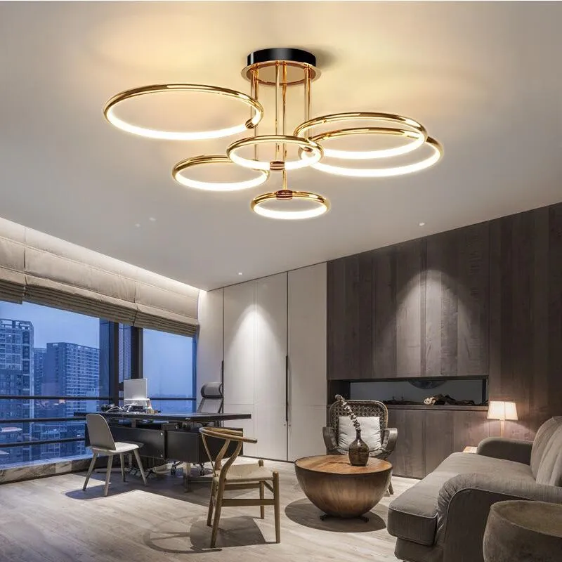 Lustres LED lampe de salon lampes nordiques moderne luxe salle à manger chambre anneau lustre