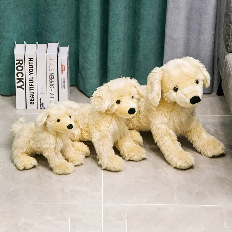 2022 Stuffed Animals 28cm Cross Border Golden Retriever action figure Spot cute puppy doll dog plush toy