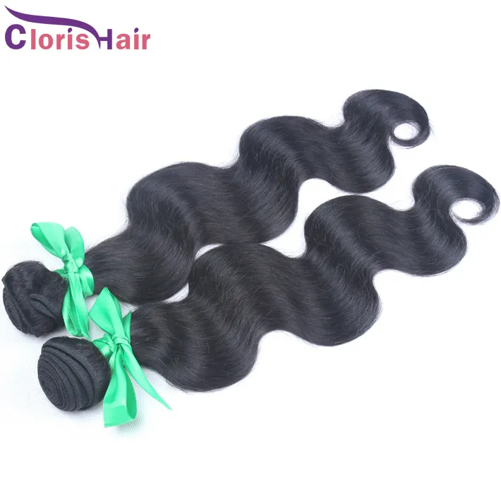 Raw Virgin Indian Body Wave Hair Weaves Blandade 2 buntar Obehandlat Human Hair Wavy Sy i ExnTensions Fullständiga Väftbuntar