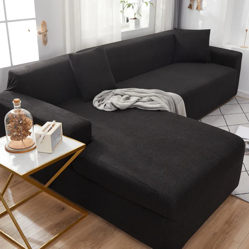 Velvet Elastic Corner Sectional Sofa Cover For Living Room