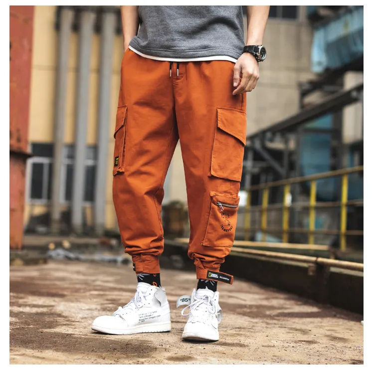Orange Cargo Pants With Pockets Fashion Classic Summer Men039s
