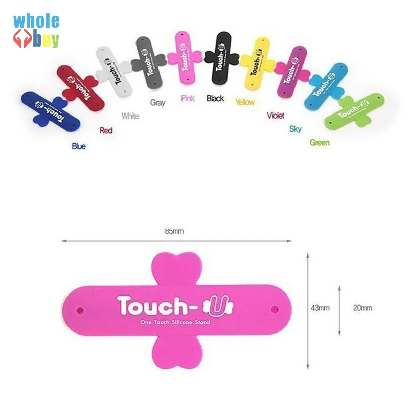 1000pcs/Lot Lovely Mini Universal Mobile Phone Holder Portable One Touch Silicone Desk Stand Touch-U för iPhone Samsung Tablet