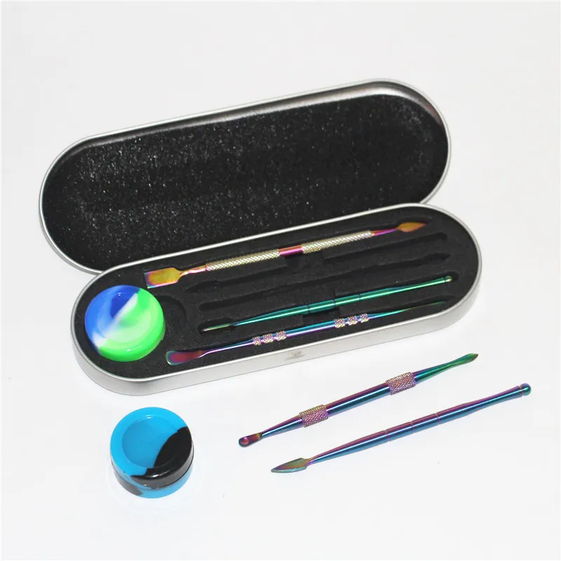 Handwerkzeuge Hochwertiger Regenbogen-Wachszerstäuber aus Edelstahl, dab Titan-Nagel-Dabber-Werkzeug, trockenes Kräuter-Vaporizer-Stift-Set