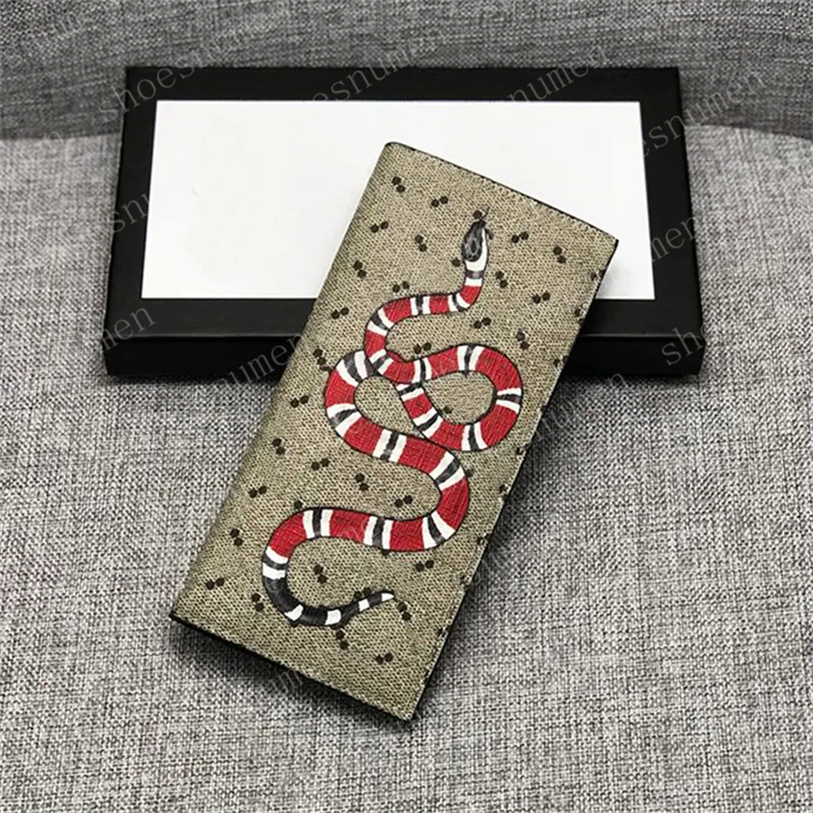 지갑 Sanke Wallet Purses Coin Tiger Long with white box Mens Fold Card Holder Womens Passport Holder Bee Folded Purse Photo Pouch # GTD06