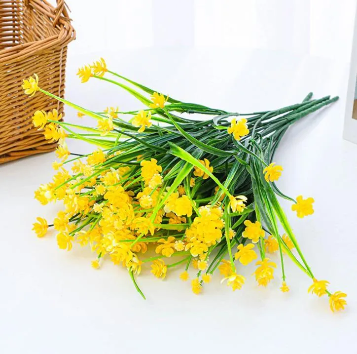 Faux Floral Artificial Flowers Spring Grass Outdoor UV Resistant Shrubs Plants for Home Wedding Porch Window Decor SN4841