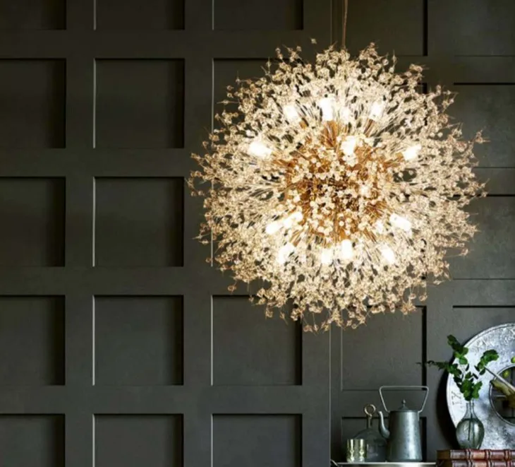 Modern Crystal Dandelion LED Chandelier Lighting Pendant Lamp For Living Room Dining Room Home Decoration Pendant Hanging Light
