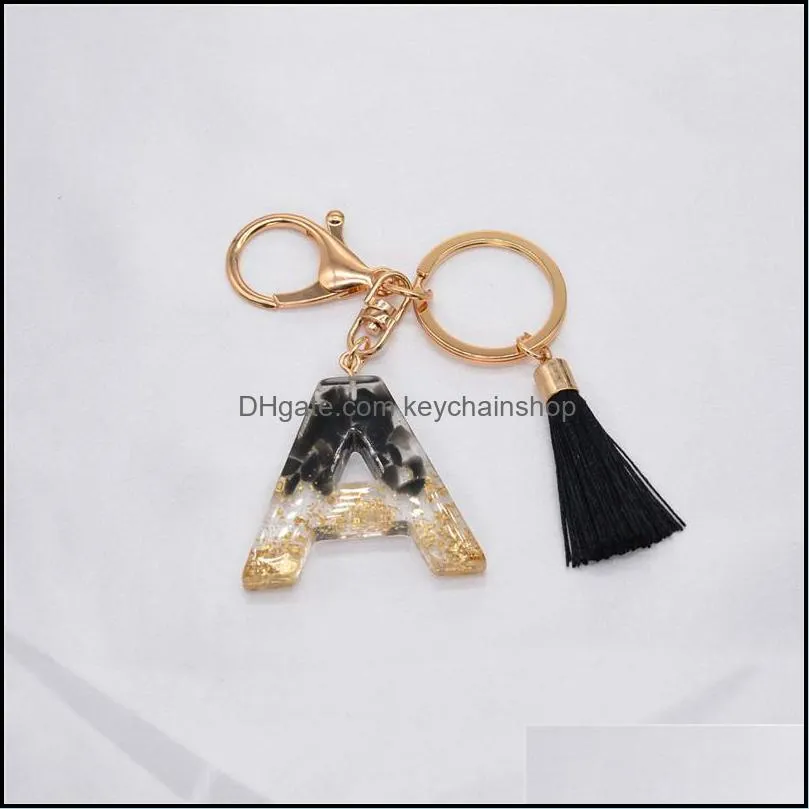 DHL Tassel Letter Keychain Trendy Creative Colorful 9 English Letters Initial Resin Handbag Keyring Accessories For Women gift