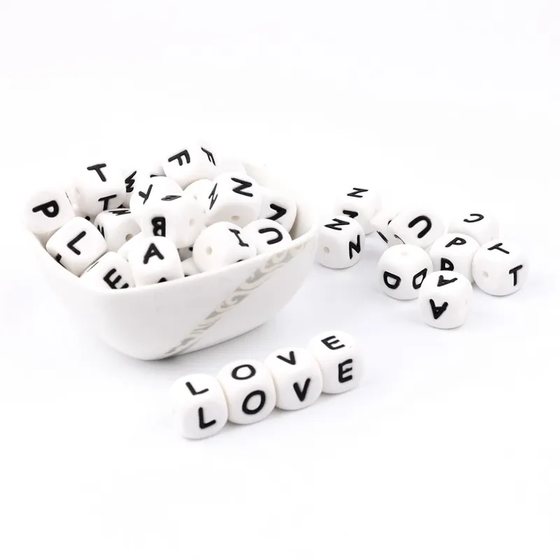 TYRY.HU 1000PC BPA Free Food Grade DIY Silicone Letter Beads Baby Bracelets Babies Chew Jewelry Teethers Necklace Pacifier Clip Y200730