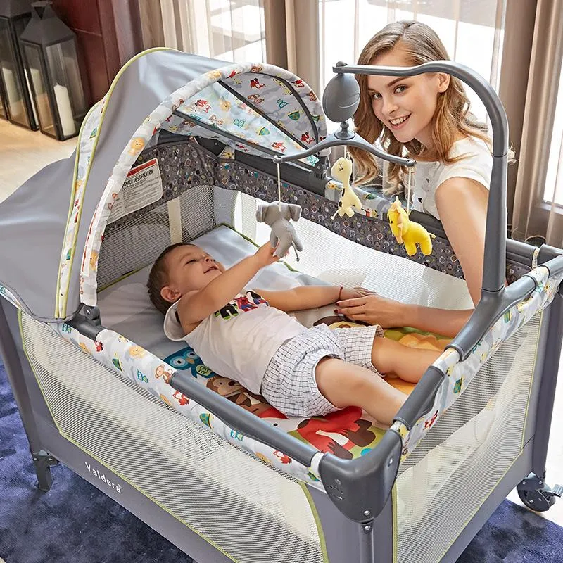 Baby Cribs Bed Multifunctional Portable Crib For Kids Light weight Folding Game Beds Cradle Infant Playpen Size 110 76cm