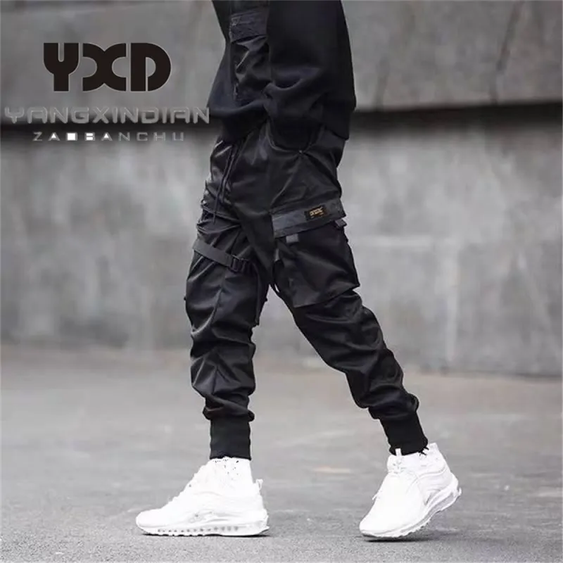 特価ブランド Punk Style Men's mens black cargo trousers - Trendy Clothing