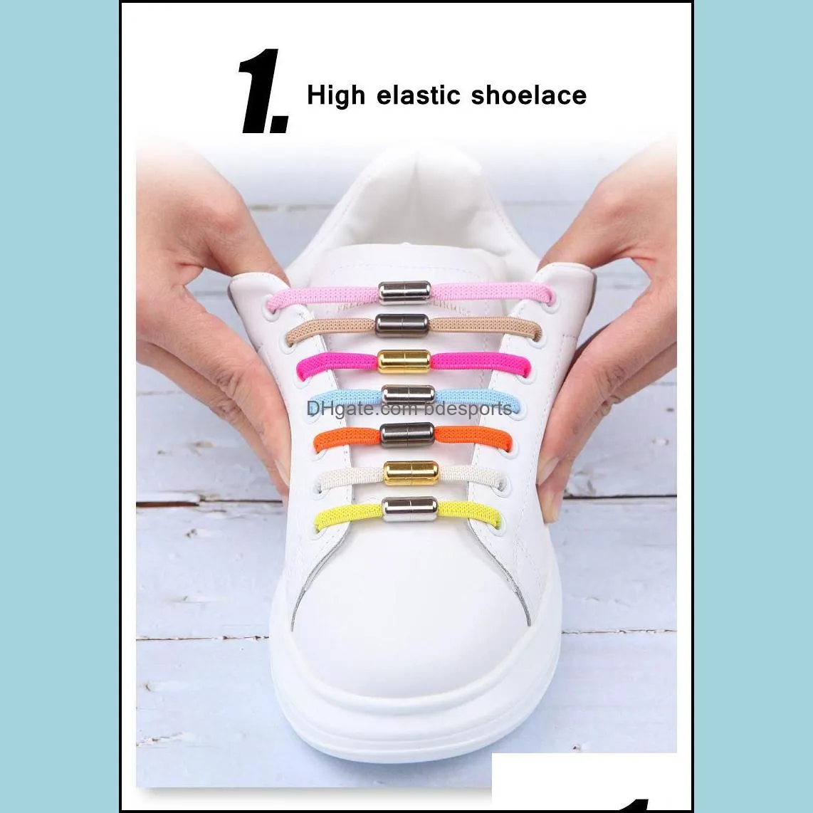No Tie Shoe lace Flat Elastic Shoelaces Kids Adult Sneakers Safety Lazy Laces Unisex Fashion Fast Metal Lock