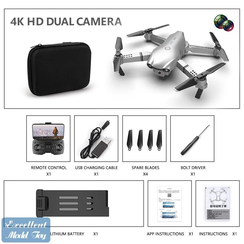 USEU S602 4K Dual Camera WIFI Mini Drone Toy With 360 Flip