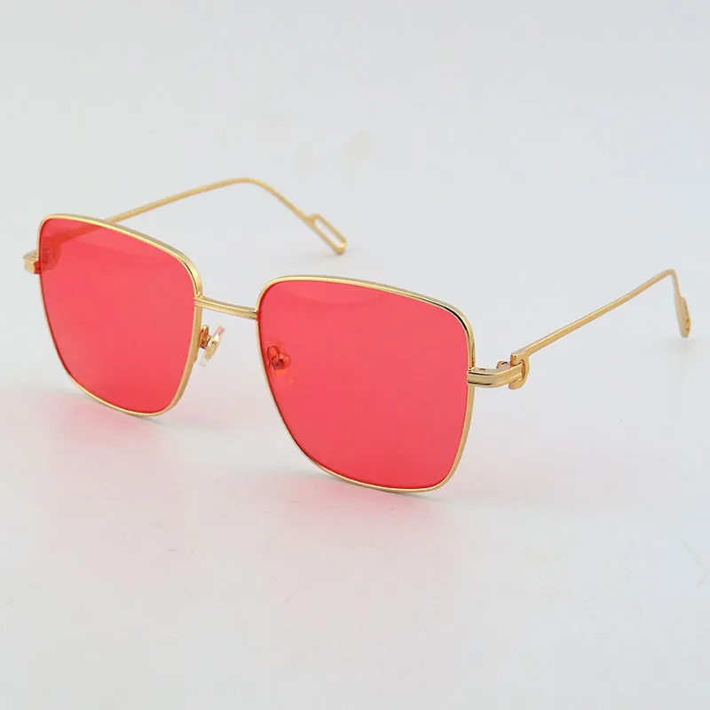 Verkauf von Mode-Metall-Sonnenbrillen für Frauen 18 Karat Gold Vollformat-Sonnenbrille C Dekoration männliche und weibliche Brillen rotbraune Linse quadratische Verlaufslinsen