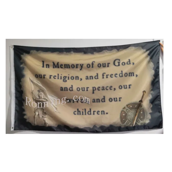 Ter nagedachtenis aan onze God, Liberty Titel Vlaggen 3x5FT, 100D Polyester Alle landen, Printing, Double Stitching