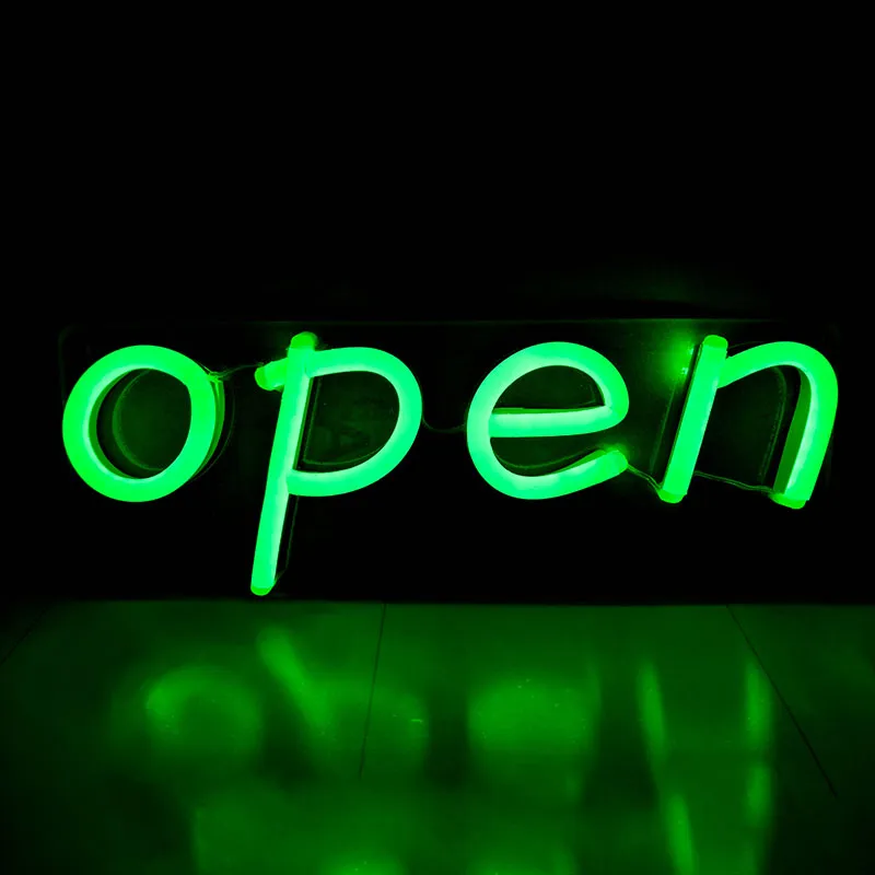 Insegna aperta Negozio Ristorante Bar Negozio di articoli da regalo Pannello decorativo per porta Luce al neon a LED 12 V Super luminosa