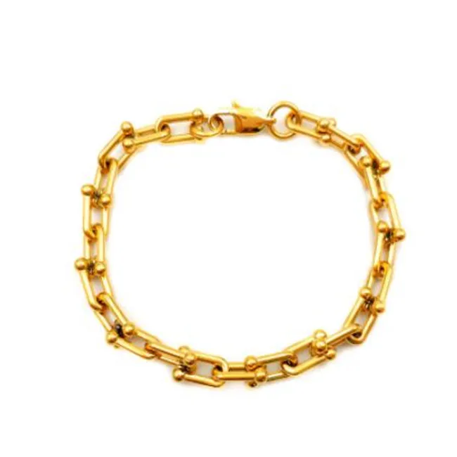 Diseñadores Pulsera de la cadena de bloqueo en forma de U Acero Titanio Titanium 18K Gold Exquisito Braceletas Regalos Joyería de moda