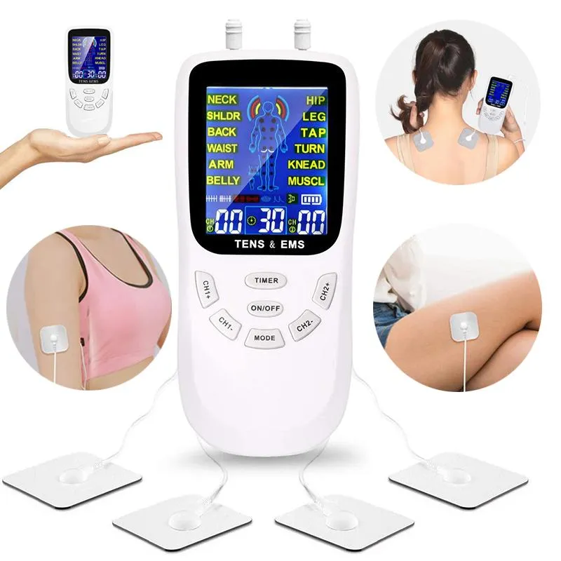TENS Enhet Muscle Stimulator Body Massager EMS Therapy Dual Channels Pulse Electroestimulador Muskulärt smärtlindringsinstrument Ny