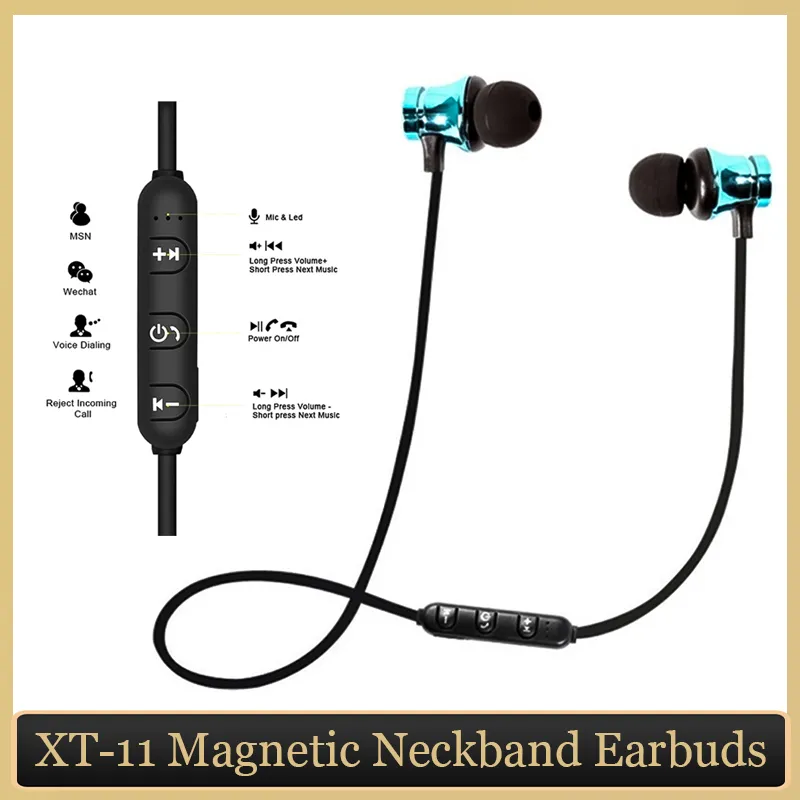 Bluetooth Magnetische hoofdtelefoon XT-11 Running Sports Oortelefoons In-Ear Wireless Oorbuds BT4.0 Diverse kleuren voor MP3 MP4 mobiele telefoons met doos