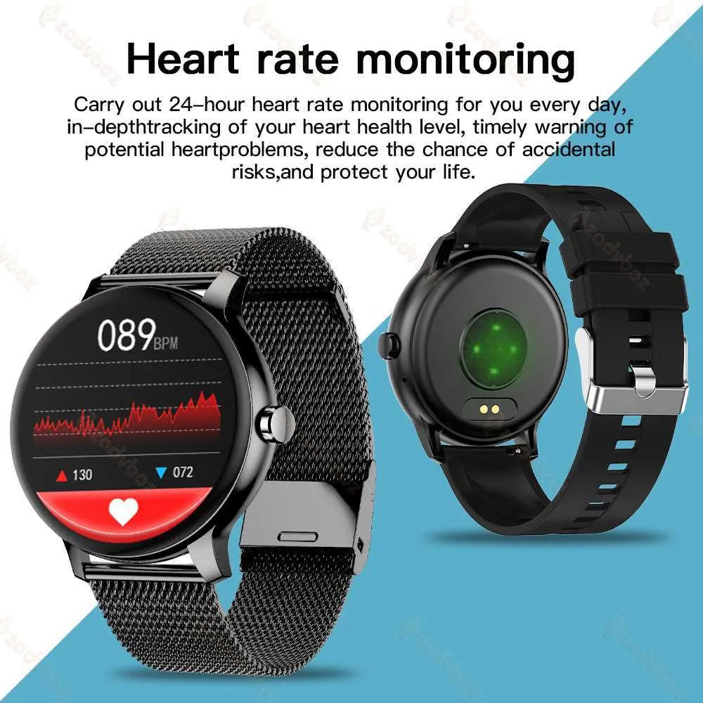 2022 Nytt Bluetooth-svarsamtal Smart Watch Män Full Touch Dial Call Fitness Tracker IP67 Round Vattentät SmartWatch för kvinnor