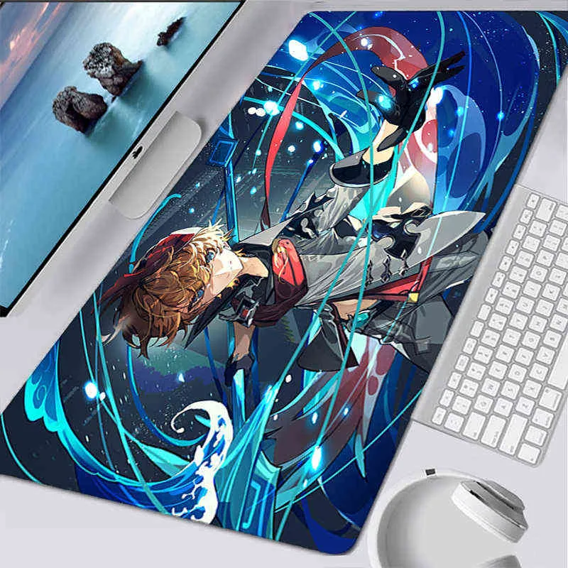 Mouse Pad Lockedge Large Gaming Accessories Computer Gamer Keyboard Mouse Mat Genshin Impact Beast Desk Mousepad For Csgo Desk