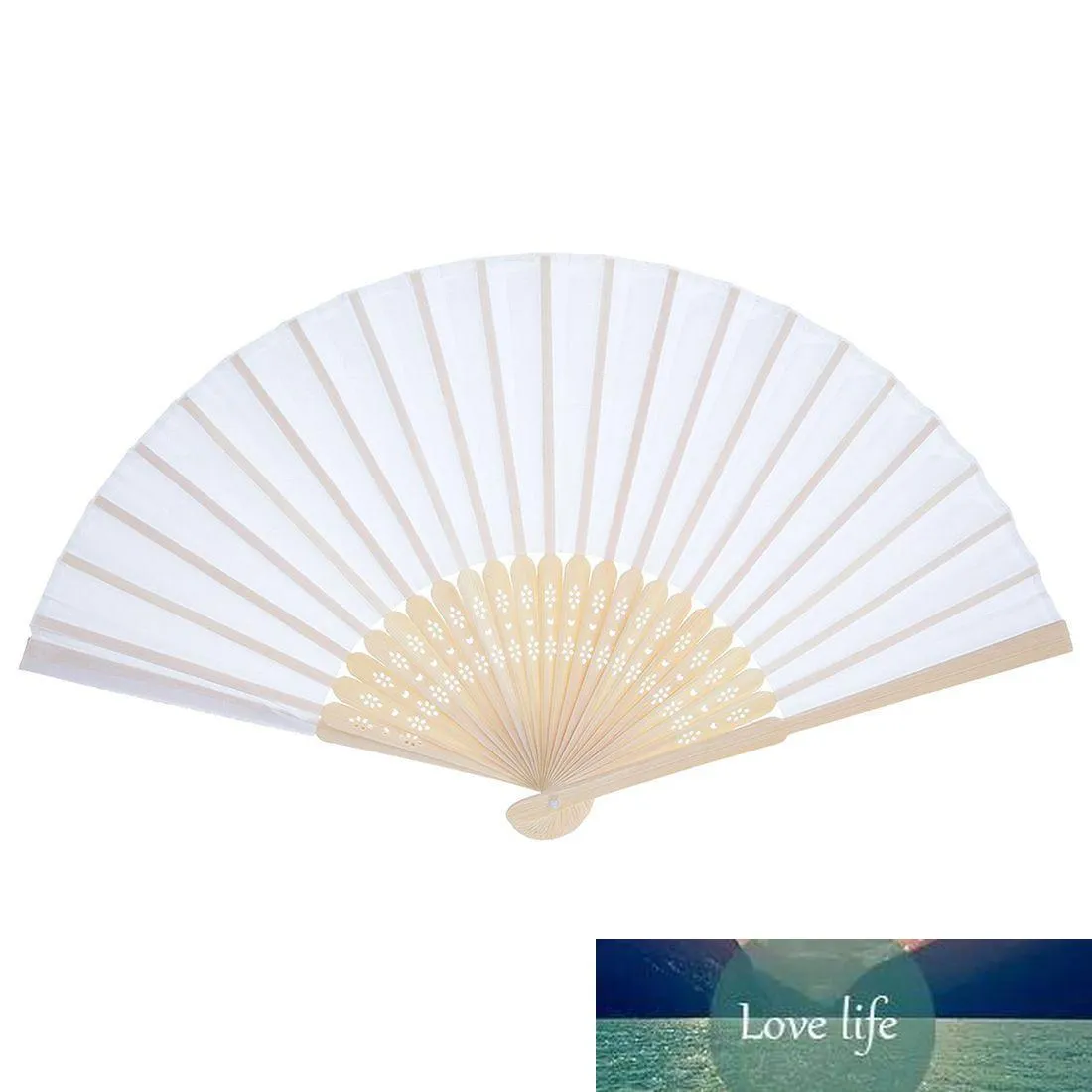 12 Pack Hand Held Fans White Silk Bamboo Fani składane Handheld Wentylator Składany Kościół Prezent Ślubny, Party Favors, DIY Decoratio