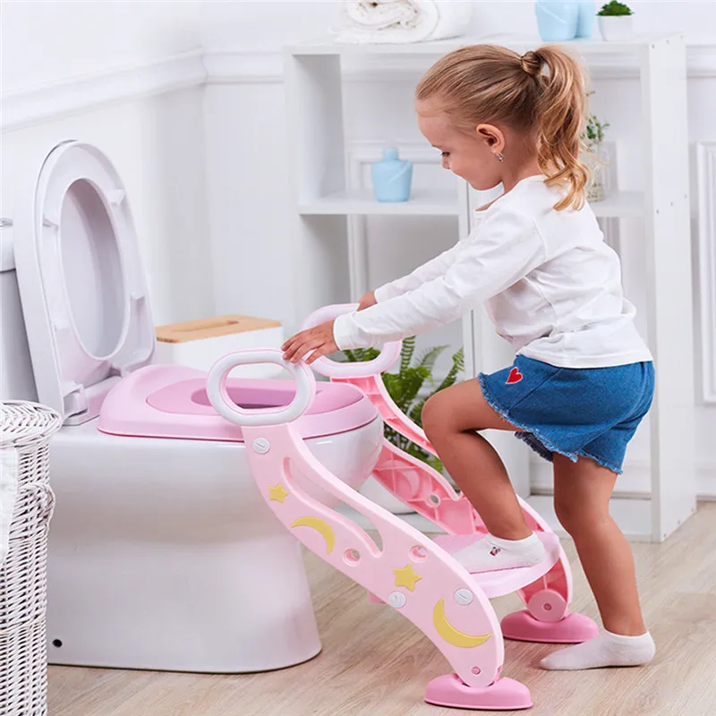 Child potty Baby Child Potty Toilet Trainer Seat Step Stool Ladder Adjustable Training Chair #4j30 (11)