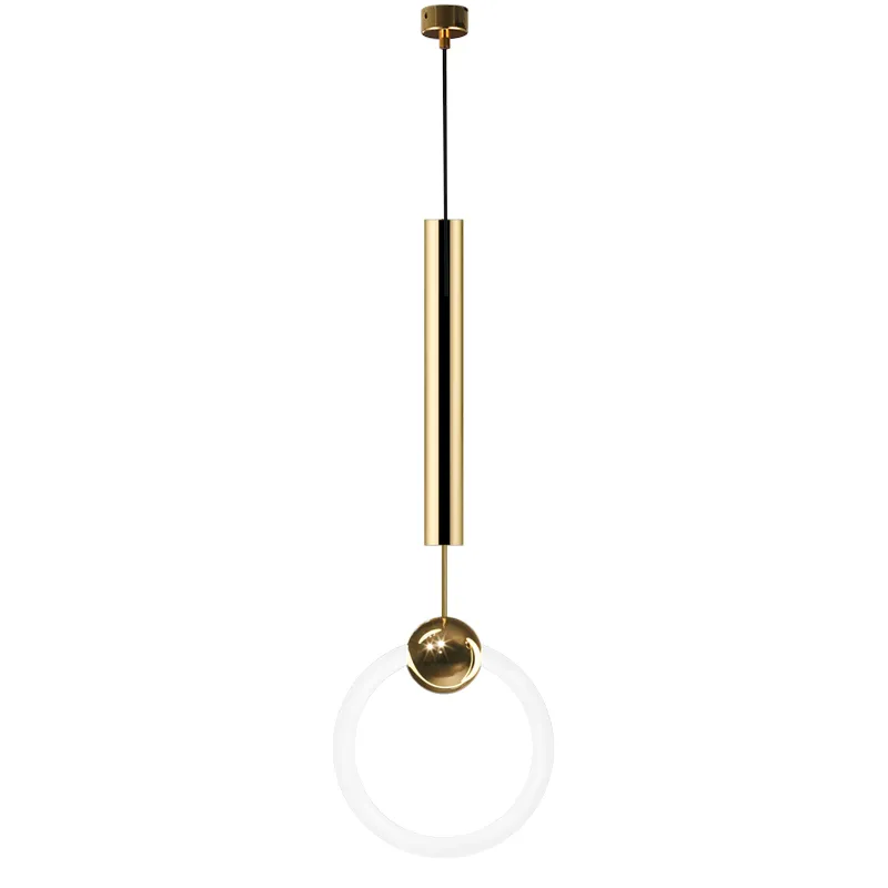 Style simple petit pendentif lumières acrylique abat-jour mode nordique doré salle à manger chambre magasin de vêtements luminaires en métal nouveauté