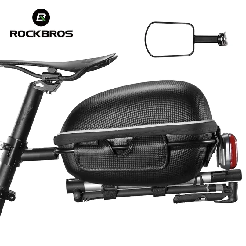 ROCKBROS Bike Rear Rack Bag Hard Shell EVA Large Capacity Waterproof Seat Road MTB Bicycle Saddle Reflective Hang Taillight 220222