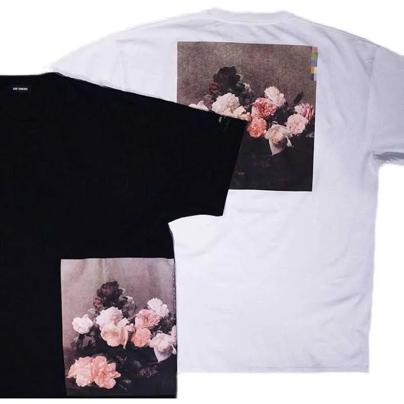 T-shirts RC Autonomous / RAF 18SS Simons Oljemålning Rose Blomma Skriv ut Loose Men's and Women's Short Sleeve T-shirt Ins Fashion