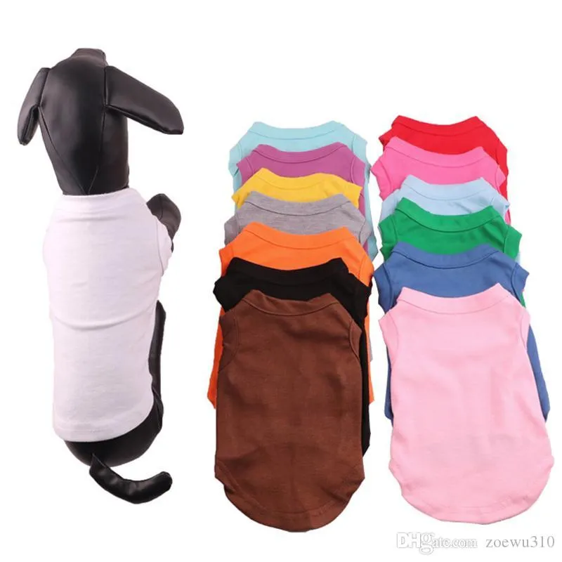 Pet Apparel Multi Colors 4 Size Pet Summer Solid T Shirts Dog Clothes Classic Puppy Small Dog Clothes Cotton Shirts Clothes WDH0284 T03