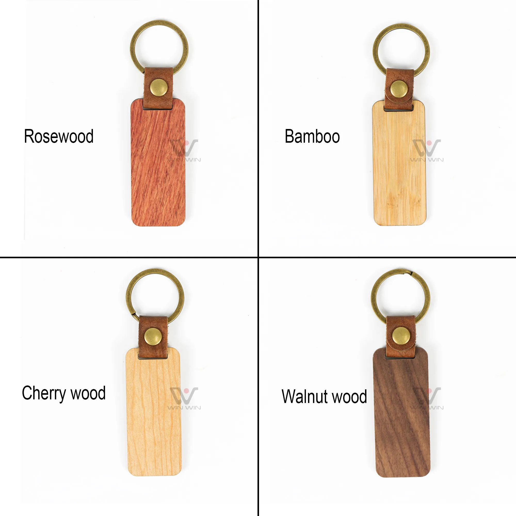 Personalized Laser Walnut Leather Wooden Keychain High Quality Luxury Blanks  With Straps Perfect Promotional Gift From Winwindg1, $1.27