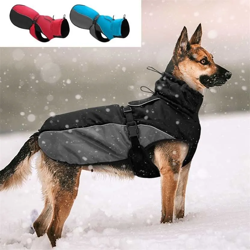 Waterdichte grote hondenkleding warme grote jas jas reflecterende regenjas kleding voor middelgrote s Franse bulldog XL-6XL 220125