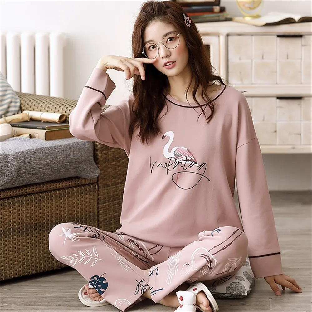 M L XL XXL XXXL 4XL 5XL Femmes Pyjamas Ensembles Mignon Animal Filles Vêtements De Nuit Femmes Pijamas Costume Maison Vêtements Plus Grand Pyjama Femme LJ200814