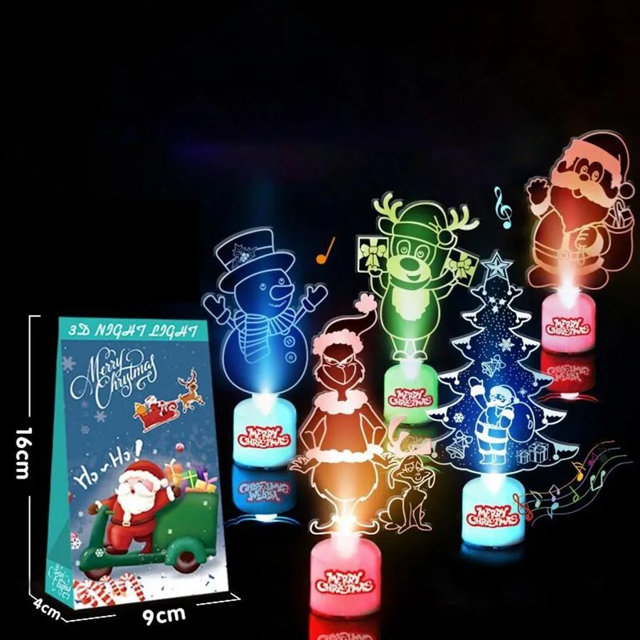 Albero di Natale a LED colorato acrilico incandescente desktop albero di Babbo Natale pupazzo di neve ornamenti natalizi regalo per bambini decorazioni per la casa