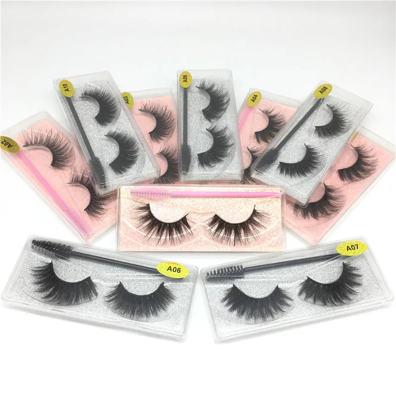 New Mink Eyelashes with Eye Brush Handmade Lashes Soft Thick Faux Mink Lash Natural Long Mink Eyelash Extension Resuable 3D False Eyelashes