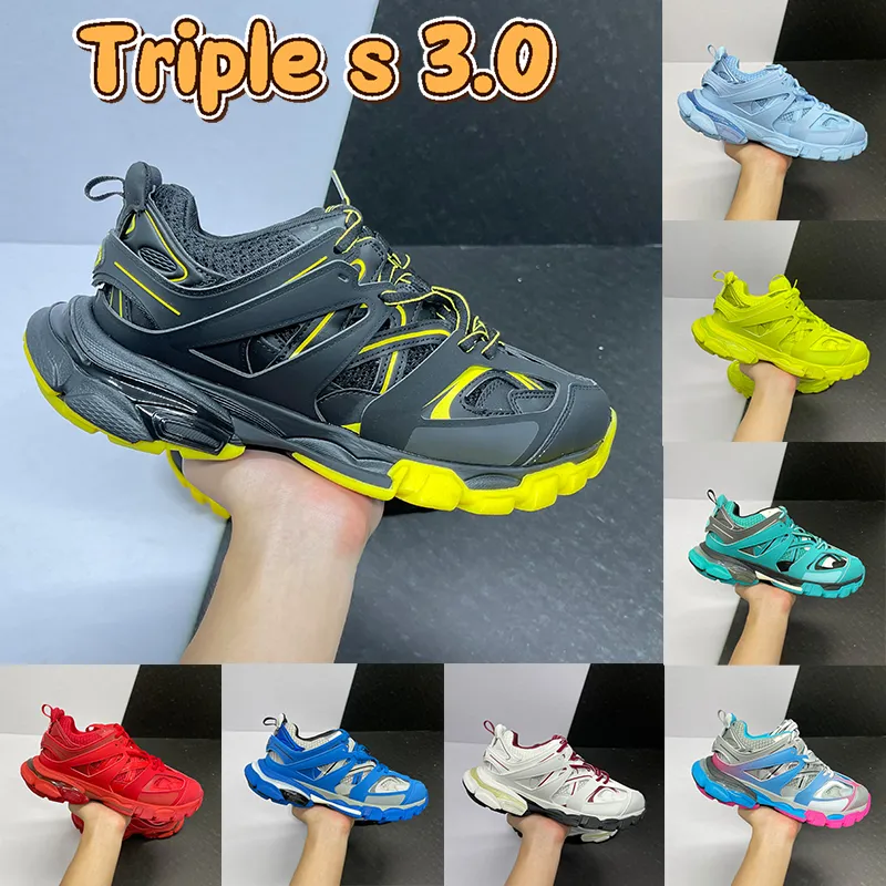 Top Triple S 3.0 Men Casual Shoes Designer Shoes Black White Pink Yellow Gray Runner Deep Blue Burgogne Metallic Sivler Red Luxury Mens Sneakers Women Trainers US 6-12