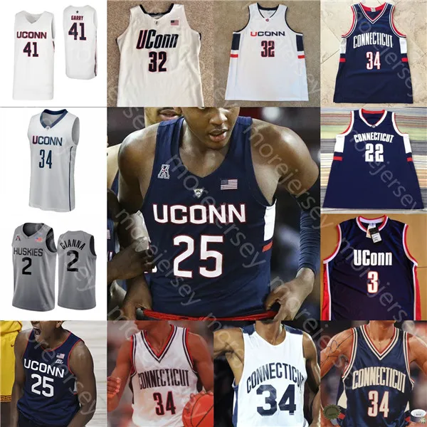 Anpassad Connecticut UConn Huskies baskettröja NCAA College Brendan Adams Akok Sidney Wilson Drummond Gay Lamb Butler Gordon Hamilton