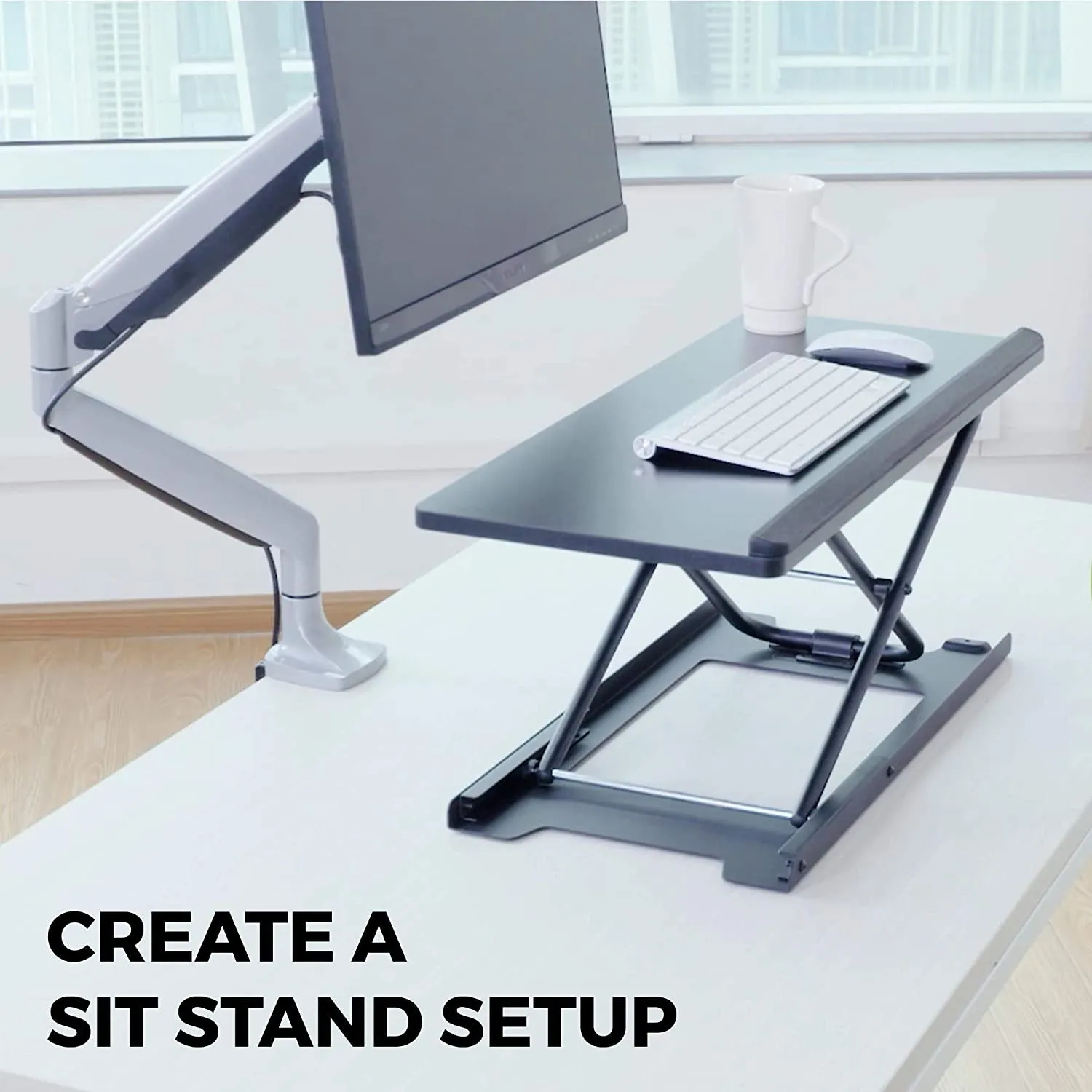 Adjustable Desktop Monitor Stand, Computer Risers: Black Keyboard