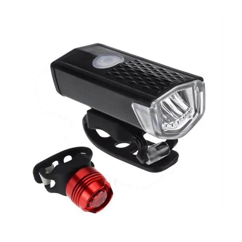 Bike Bicycle Light Black Waterproof Front Led Lamp USB Charging Bicycle Red Safety Warning Taillight Suit Light Super Bright