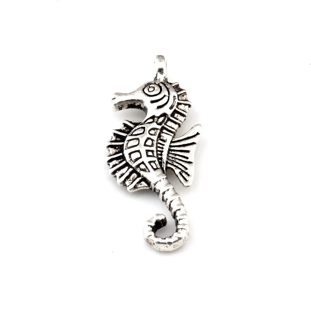Hippocampe Seahorse Charms Pendentifs pour bijoux Collier Bracelet Collier Bricolage Accessoires 11.5x28mm Argent Antique 150pcs A-166