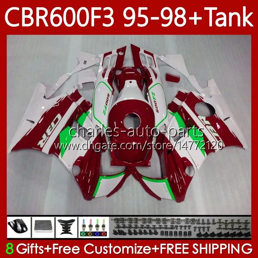 Body Kit voor Honda Carrosserie CBR600F3 600CC 600FS 64NO.210 CBR 600 600F3 95-98 CBR600 Wijnrood F3 FS CC 97 98 95 96 CBR600FS CBR600-F3 1997 1998 1995 1996 Fairing + Tank