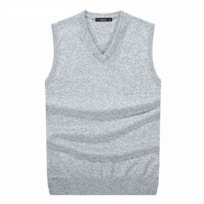 4Colors Men Sleeveless Sweater Vest Autumn Spring 100% Cotton Knitted Vest Sweater Basic Male Classic V neck Tops 2018 New M-3XL-02