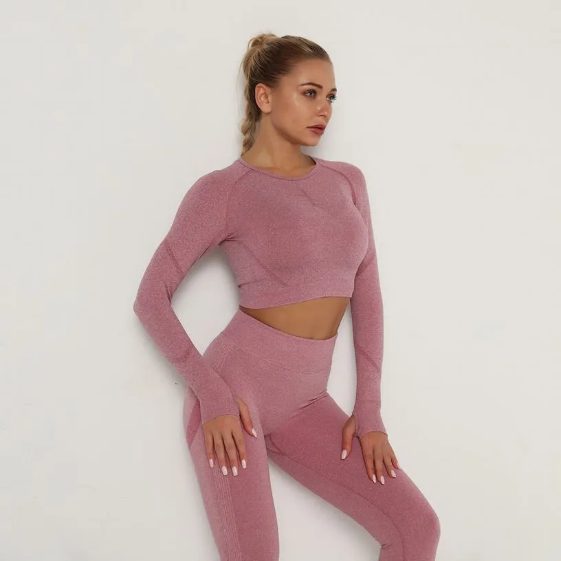 Roupas esportivas sensuais para ioga, conjunto de ioga sem costura para mulher, roupas de ginástica, treino feminino, cintura alta, leggings de corrida, roupas de ginástica para mulheres, agasalhos