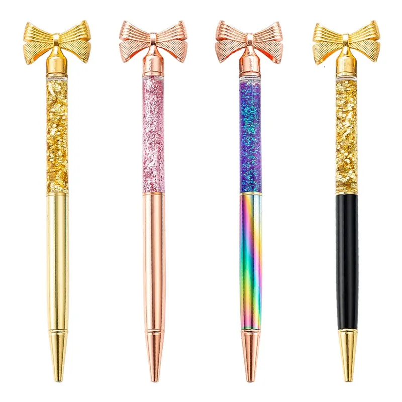 New ballpoint pens office stationery creative gold powder butterfly pen advertising pen fashion metal pen T3I51601