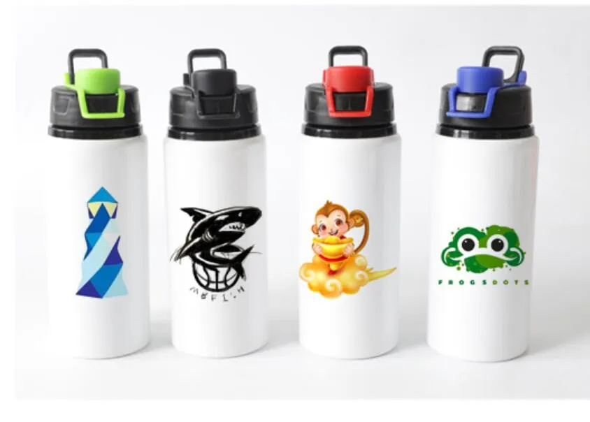 Portable 600ml Sublimation Blanks 20oz Water Bottle Sport Tumbler Aluminum Mug Wide Mouth Drinking Cups With Lids 