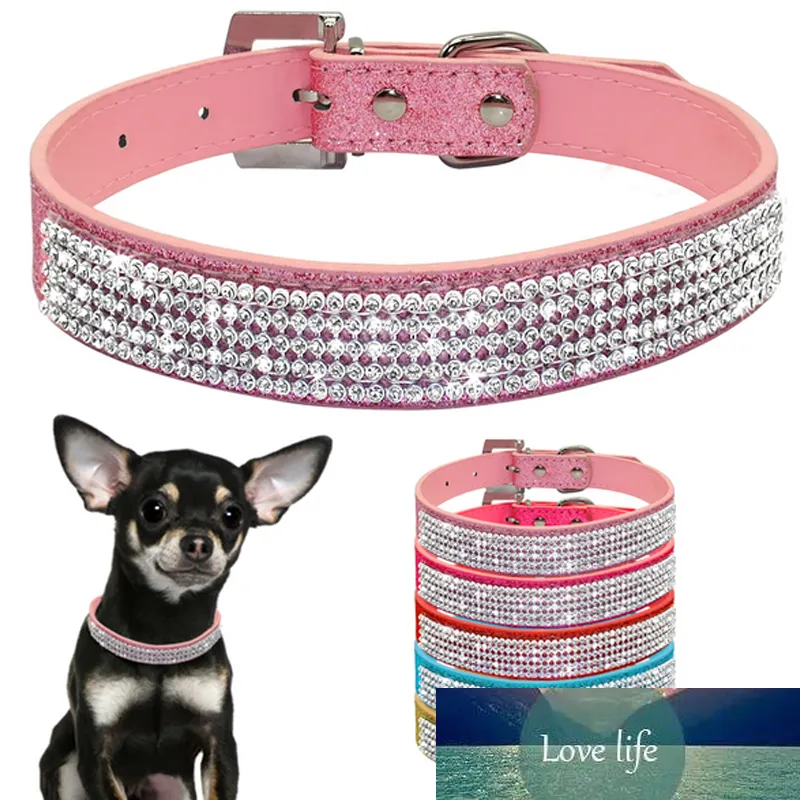 XS / S / M / L Yaka Bling Rhinestone Köpek Yaka Pet PU Deri Kristal Elmas Köpek Pet Yaka Ve Köpek Aksesuarları için Tasmalar