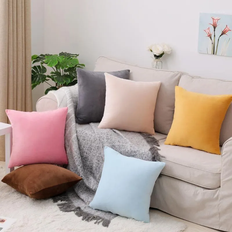 Free Shipping Custom 40/45/50/55/60/70cm 25 Color 100% Polyester Super Soft Velour Plain Dyed Cushion Cover No Inner HT-PSVDC-A1