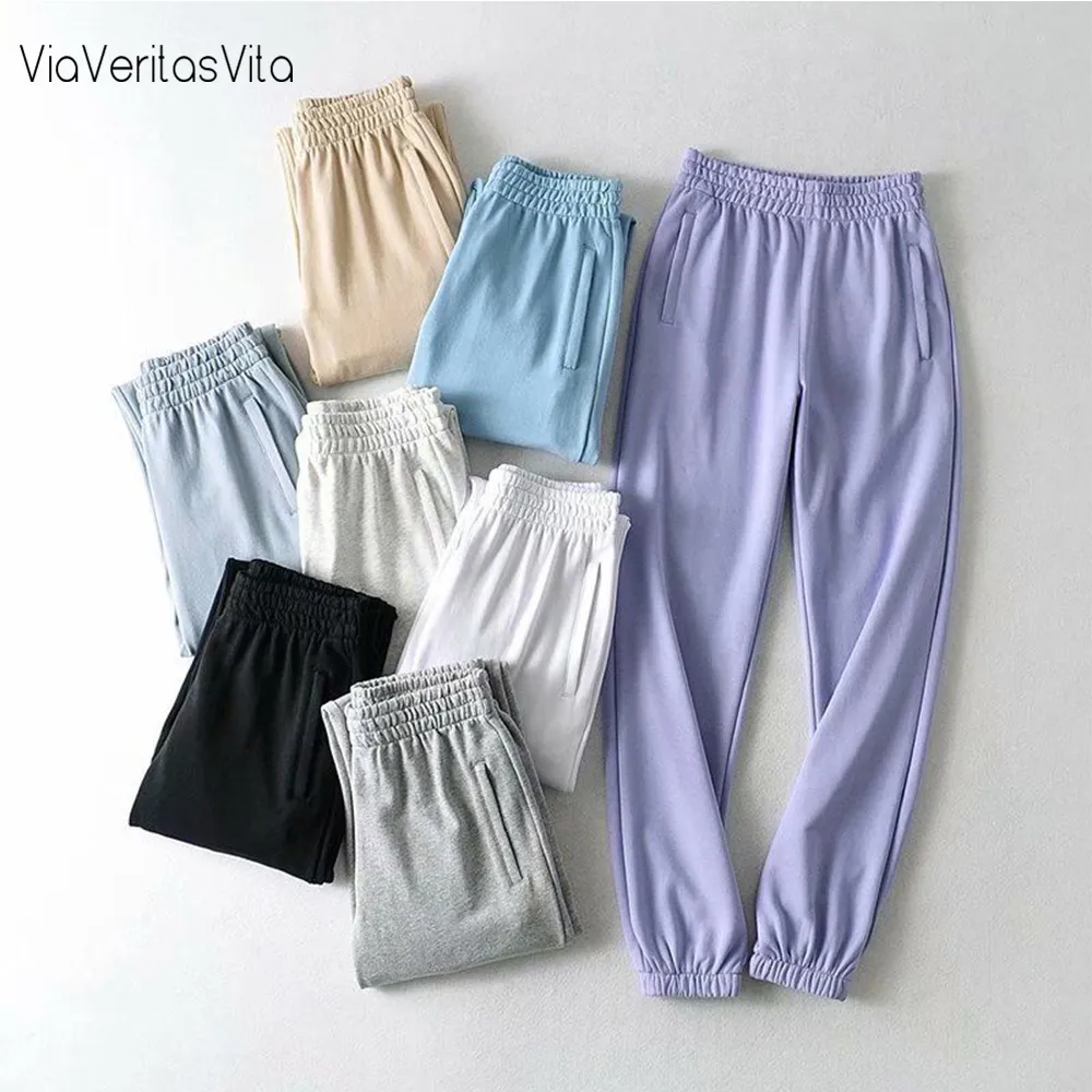 Womens Sweaterpant Casual Trousers Running Jogger Pant Elastic High Waist Harem Pants Female Tracksuit Baggy Trousers 2020 Fall