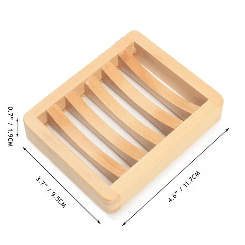 Natural wooden soap dish tray holder storage soaps rack plate boxes container for bath shower