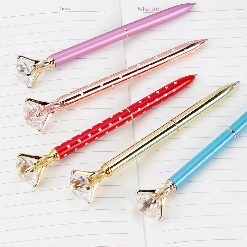 Top Fashion Diamond Ballpoint Pen With Large Crystal Glass Diamond luxury pen Creative School Office Supplies Christmas fast ship